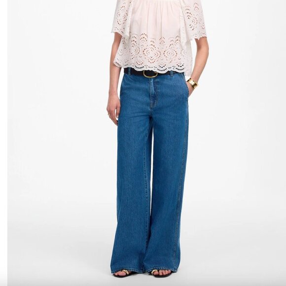 NWT! MADEWELL Wide-Sweep Denim Trousers in Dowe Wash Size 25 - Picture 1 of 7